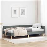 vidaXL Hoekbedframe met hoofdeinde Donkergrijs 90 x 200 cm Stof