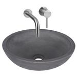 Waskomset Differnz Ravano Beton 40x12 cm Antraciet met Inbouw Wastafelkraan Mat Chroom