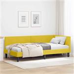 vidaXL Hoekbedframe Geel 100 x 200 cm Fluweel en Engineered hout