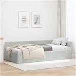 vidaXL Hoekbedframe Lichtgrijs 100 cm x 200 cm VelvetenPlywood