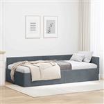 vidaXL Hoekbedframe Donkergrijs 90 cm x 190 cm VelvetenPlywood