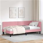 vidaXL Hoekbedframe Roze 90 x 200 cm Fluweel en Engineered hout