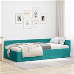 vidaXL Hoekbedframe Turquoise 90 cm x 200 cm VelvetenPlywood