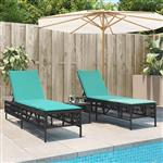 vidaXL Ligstoelen 2 stuks met tafel Zwart Poly Rotan