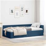 vidaXL Hoekbedframe Blauw 100 x 200 cm Stof en Geïmproviseerd hout
