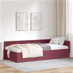 vidaXL Hoekbedframe Wijnrood 90 x 200 cm Stof en Geïmproviseerd hout