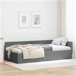 vidaXL Hoekbedframe met hoofdeinde Donkergrijs 80 x 200 cm
