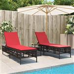 vidaXL Ligstoelen 2 stuks met tafel Bruin Poly Rotan
