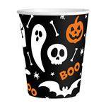 8 Papieren Bekers 210 ml Halloween Boo