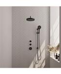Brauer Stripe thermostatische inbouw regendouche SET 11 met 25 cm douchekop en gebogen muurarm en 3-