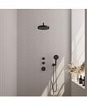 Brauer Stripe thermostatische inbouw regendouche SET 05 met 25 cm douchekop en gebogen muurarm en 3-