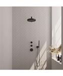 Brauer Stripe thermostatische inbouw regendouche SET 01 met 25 cm douchekop en rechte muurarm en sta