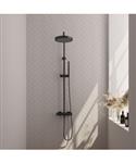 Brauer Stripe opbouw thermostatische regendouche SET 01 met 25 cm hoofddouche en staaf handdouche en