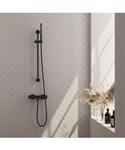 Brauer Stripe opbouw douche thermostaatkraan SET 01 met glijstang en staaf handdouche en doucheslang