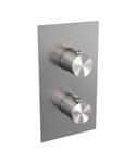 Brauer Stripe 3-weg inbouwthermostaat rechthoekig met in- en afbouwdelen RVS-kleurig geborsteld PVD