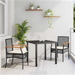 vidaXL Tuin Eetset 3 pcs Zwart poly rattan