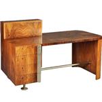 Wat een uitzonderlijk fraai art deco bureau ca 1920 in o.a. wortelnoten, palissander en chroom (No.3