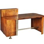 Wat een uitzonderlijk fraai art deco bureau ca 1920 in o.a. wortelnoten, palissander en chroom (No.3