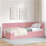 vidaXL Hoekbedframe met hoofdeinde Roze 100 cm x 200 cm Fluweel