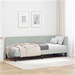 vidaXL Hoekbedframe met hoofdeinde Lichtgrijs 80 cm x 200 cm Fluweel