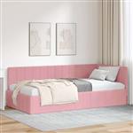 vidaXL Hoekbedframe met hoofdeinde Roze 90 x 200 cm Fluweel