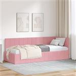 vidaXL Hoekbedframe met hoofdeinde Roze 80 cm x 200 cm Fluweel
