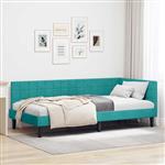 vidaXL Hoekbedframe met hoofdeinde Turquoise 90 x 200 cm Fluweel