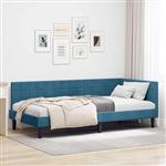 vidaXL Hoekbedframe met hoofdeinde Blauw 90 x 200 cm Fluweel