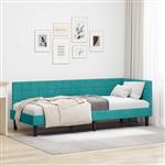 vidaXL Hoekbedframe met hoofdeinde Turquoise 80 x 200 cm Fluweel