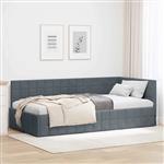 vidaXL Hoekbedframe met hoofdeinde Donkergrijs 90 cm x 190 cm Fluweel