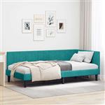 vidaXL Hoekbedframe met hoofdeinde Turquoise 90 cm x 190 cm Fluweel