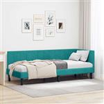 vidaXL Hoekbedframe met hoofdeinde Turquoise 80 cm x 200 cm Fluweel