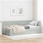 vidaXL Hoekbedframe met hoofdeinde Lichtgrijs 100 cm x 200 cm Fluweel