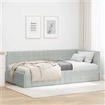vidaXL Hoekbedframe met hoofdeinde Lichtgrijs 100 cm x 200 cm Fluweel