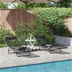 vidaXL Opvouwbare zonnebed 2 pcs Zwart 182 x 55 x 85.5cm Textileen
