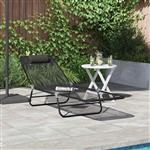 vidaXL Opvouwbare zonnebed Zwart 182 x 55 x 85,5 cm Textileen