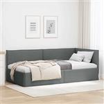 vidaXL Hoekbedframe met hoofdeinde Donkergrijs 100 cm x 200 cm Fluweel