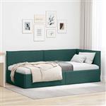 vidaXL Hoekbedframe met hoofdeinde Donkergroen 100 x 200 cm Fluweel