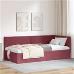 vidaXL Hoekbedframe met hoofdeinde Wijnrood 90 x 190 cm Fluweel
