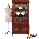 Franse Vitrine met lade en gesloten deurtje prachtig ingelegd verstelbare planken ca. 1875 (No.27011