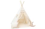TIPI tent Beige met pompons Peaceful Place - met accessoires tipi tent met speelmatras, kussens en t
