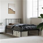 vidaXL Bedframe met hoofdbord metaal zwart 90x200 cm