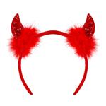 Halloween Haarband Rood Duivel Glitters