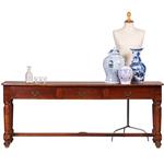 Doorleefde  lange sidetable met 3 laden op gedraaide poten (No.331510)