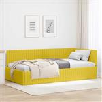 vidaXL Hoekbedframe met hoofdeinde Geel 100 cm x 200 cm Fluweel