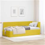 vidaXL Hoekbedframe met hoofdeinde Geel 90 cm x 200 cm Fluweel