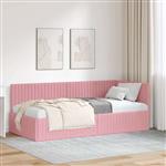 vidaXL Hoekbedframe met hoofdeinde Roze 90 cm x 200 cm Fluweel