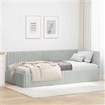 vidaXL Hoekbedframe met hoofdeinde Lichtgrijs 90 cm x 200 cm Fluweel