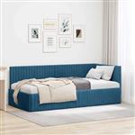 vidaXL Hoekbedframe met hoofdeinde Blauw 90 cm x 200 cm Fluweel