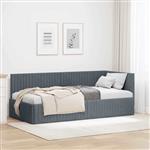 vidaXL Hoekbedframe met hoofdeinde Donkergrijs 90 cm x 190 cm Fluweel